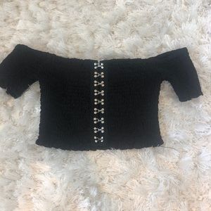 Black crop top/off shoulder